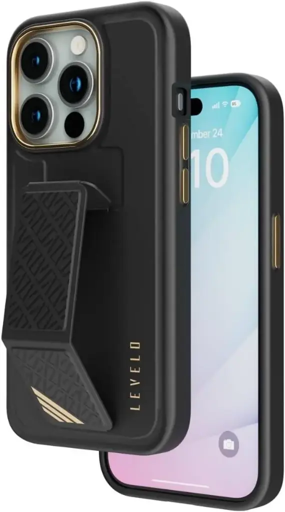 LEVELO MORPHIX CUERO CASE FOR IPHONE 15 PRO | GOLD BLACK